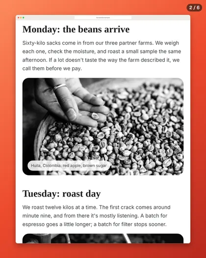 Carousel slide 2 of 5, cut between blocks of text.