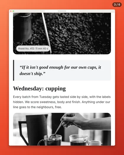 Carousel slide 3 of 5, cut between blocks of text.