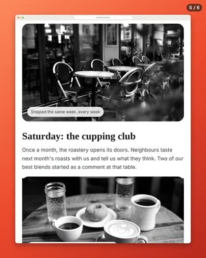 Carousel slide 5 of 5, cut between blocks of text.